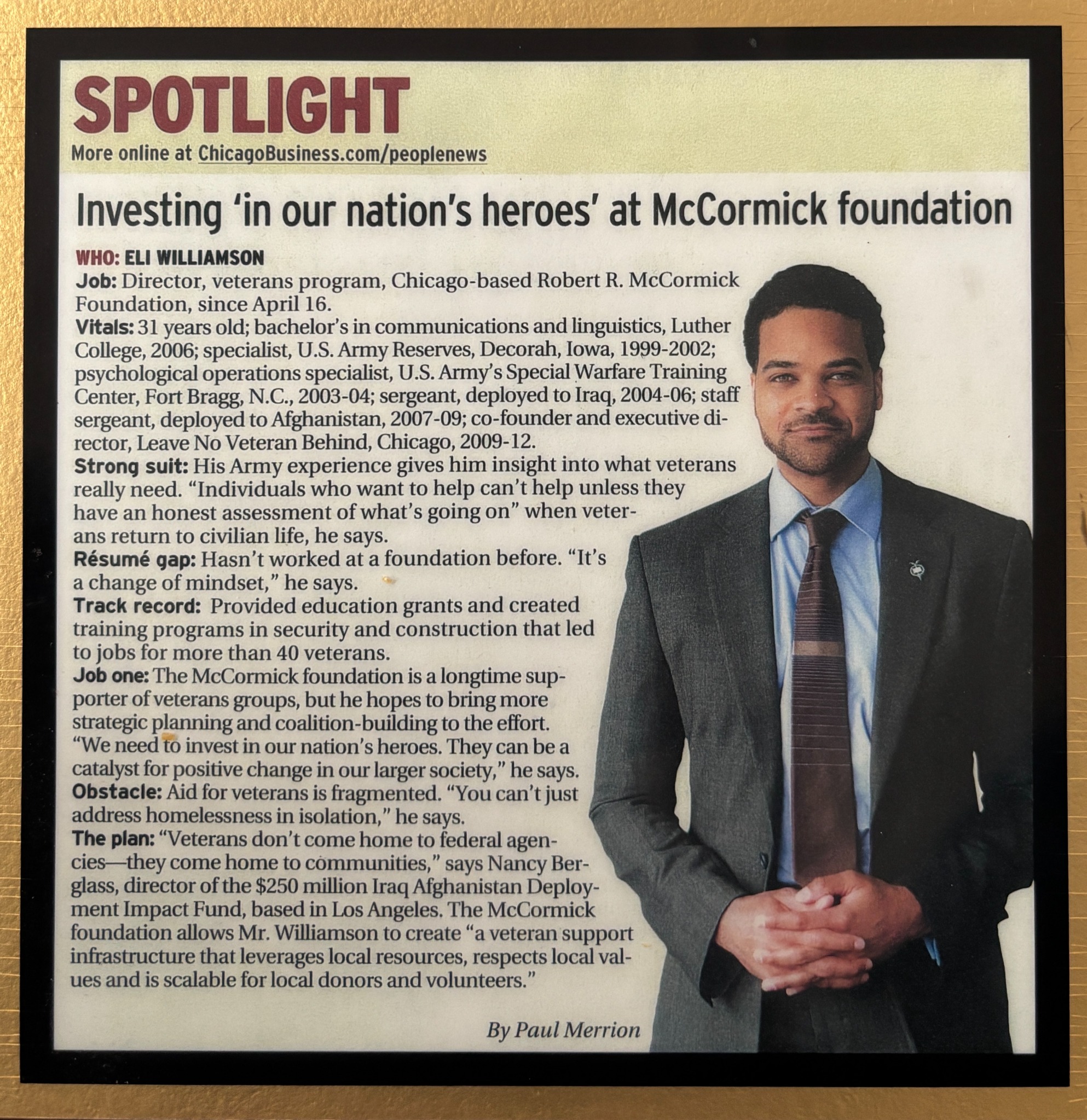Photograph accompanying eli williamson’s McCormick Foundation work